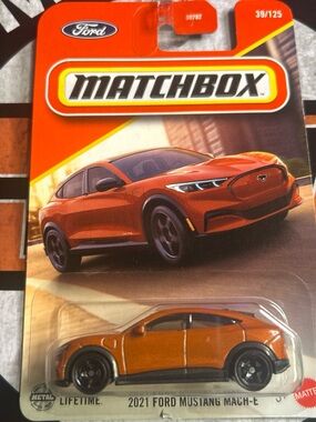 Matchbox 2021 Ford Mustang Mach-E Toy Car - Orange with Black Accents
